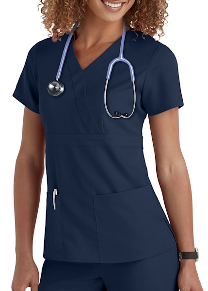 Three Pocket Mock Wrap Top