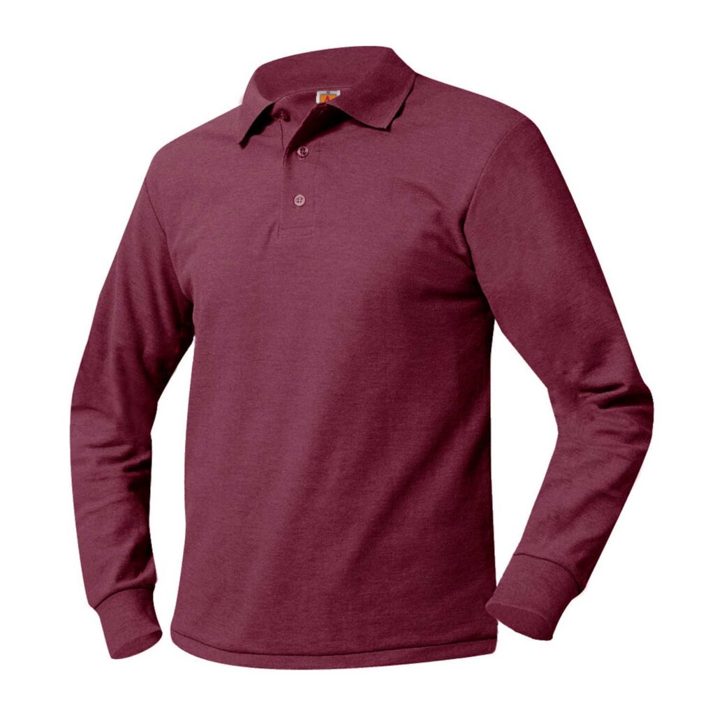 St Francis Adult Wine Long Sleeve open Bottom Golf Shirt